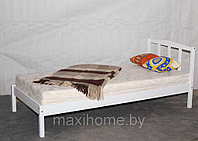 Кровать из массива сосны 0.9 м белая