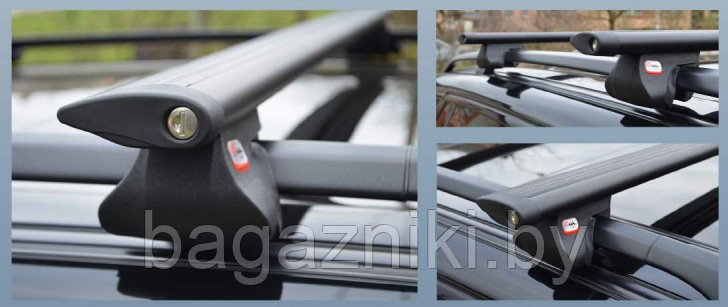 Багажник на крышу Amos ALFA c поперечинами Aero-Alfa Black с замком на рейлинги - фото 3 - id-p106690000