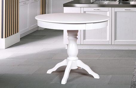 Стол круглый раздвижной из массива дерева ольхи Гелиос белый (Cream White/Белый/Сатин/Серый) Мебель-Класс, фото 2