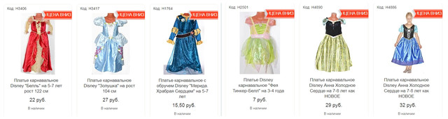 Карнавальные костюмы Disney Store (Великобритания) уже в Беларуси - в обзорной статье   и каталоге интернет-магазина КРАМАМАМА
