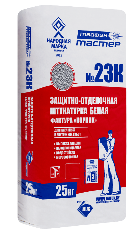 Штукатурка Тайфун Мастер ТМ-23К-3 Корник 2,5мм БЕЛАЯ 25кг РБ