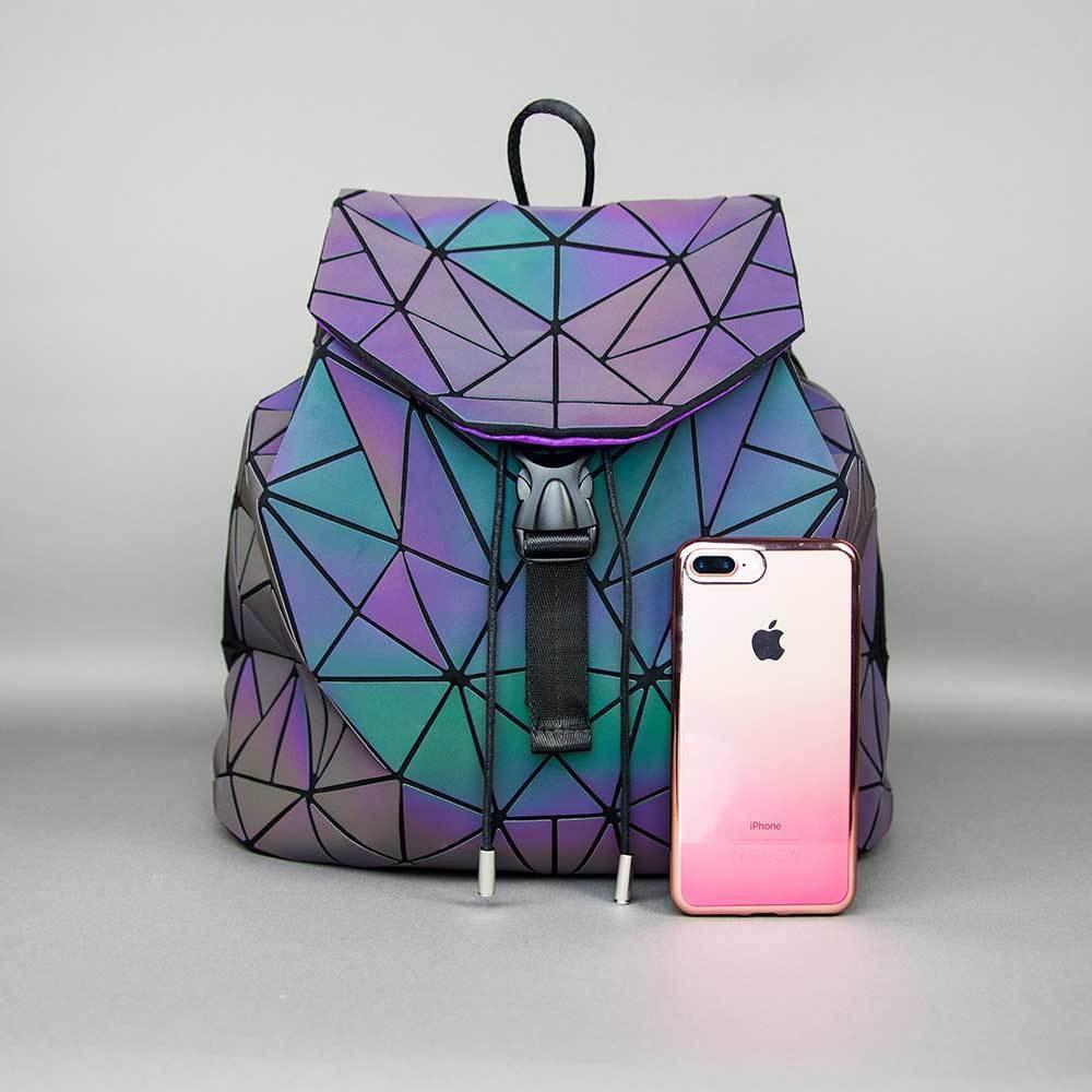 Светящийся неоновый рюкзак-сумка Хамелеон. Светоотражающий рюкзак (р.M) - фото 8 - id-p109165900