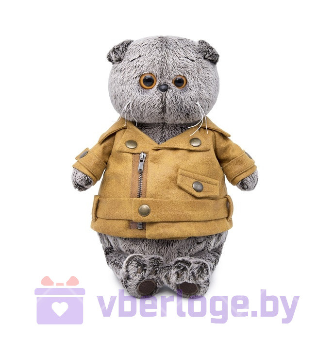Мягкая игрушка кот Басик в куртке-косухе, 30 см