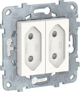 Розетка двойная без заземляющего контакта Schneider Electric Unica New NU503118 (10 А,я) - фото 1 - id-p109176463