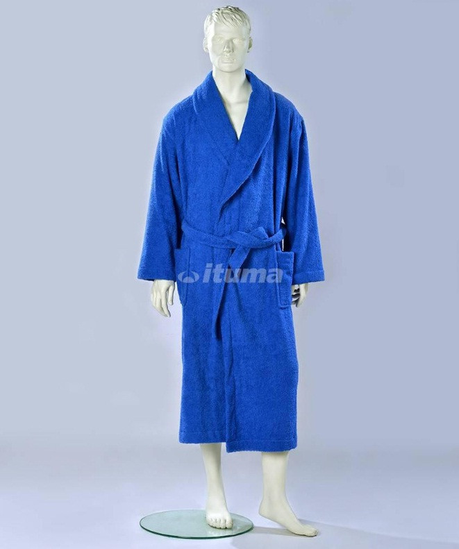 Халат мужской (темно синий) , махровый, полотно 390 г/м2, 56р - фото 1 - id-p108993268