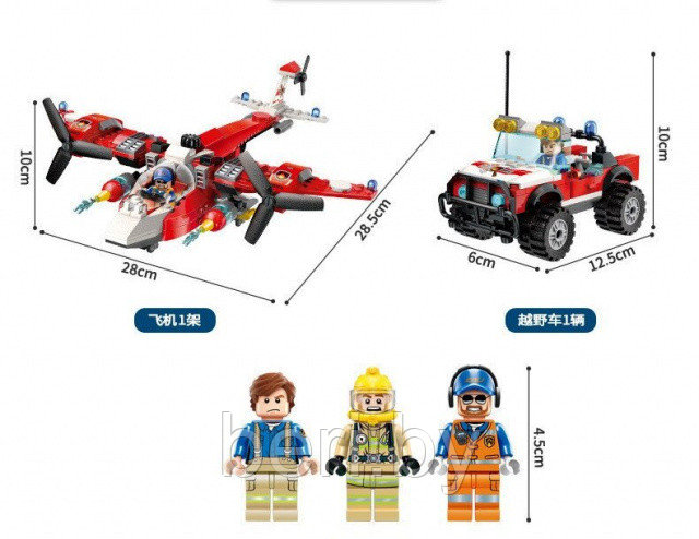 2805 Детский конструктор Qman "Самолет пожарной охраны", 369 деталей, Аналог Лего - фото 2 - id-p109237373