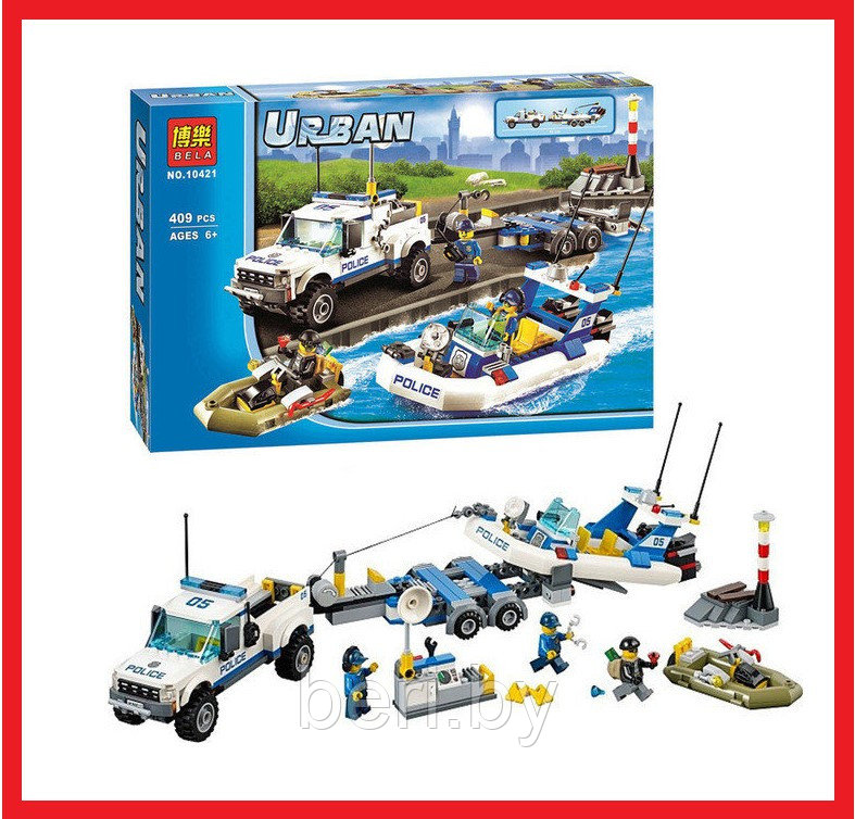 10421 Конструктор Bela "Полицейский патруль", 409 деталей, аналог LEGO City 60045