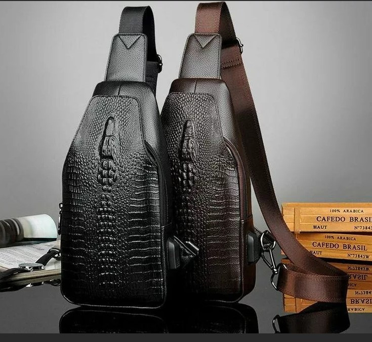 Мужская сумка Аллигатор .Кожаный слинго рюкзак Crocodile (Крокодил) - фото 7 - id-p109361095