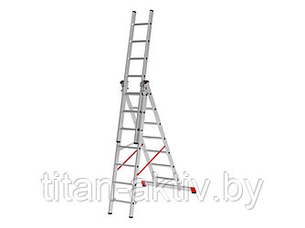 Лестница алюм. 3-х секц. 430/1126/450см 3х17 ступ., 38,5кг NV323 Новая Высота (макс. нагрузка 150кг