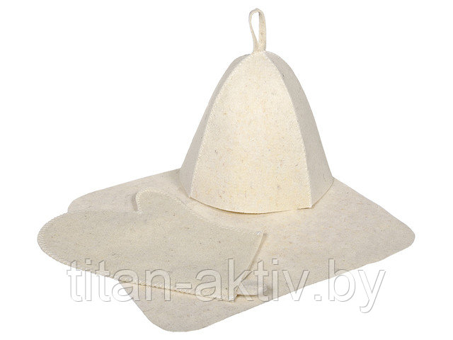 Набор для бани из 3-х предметов (шапка, коврик, рукавица), войлок, Hot Pot - фото 1 - id-p104348958
