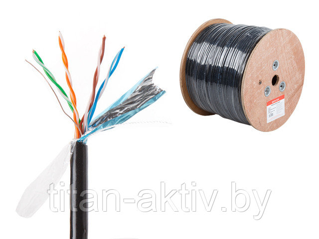 Кабель витая пара F/UTP Cat5E 4х2х24AWG (0.51мм) 305м, медь, наруж. (PE) Юпитер (ЮПИТЕР) - фото 1 - id-p109194813