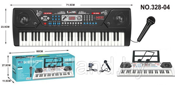 Детский синтезатор пианино с микрофоном и USB, арт. 328-04 - фото 1 - id-p109370135