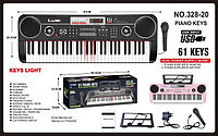 Детский синтезатор пианино с микрофоном и USB, арт. 328-20 (черный и розовый)