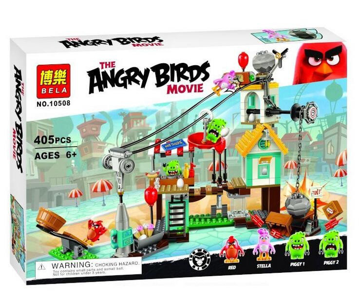 10508 Конструктор Bela Angry Birds "Разгром Свинограда", 405 деталей, аналог LEGO 75824
