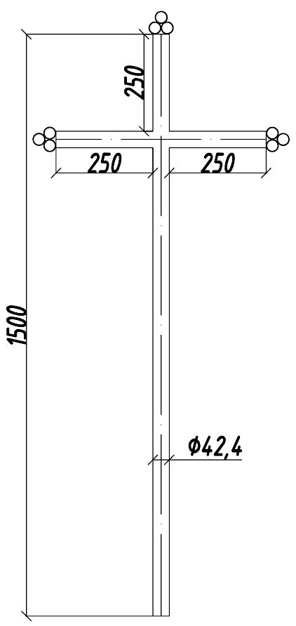 Крест католический из трубы ø42.4 с кольцами