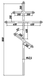 Крест семиконечный из трубы ø42.4 с кольцами