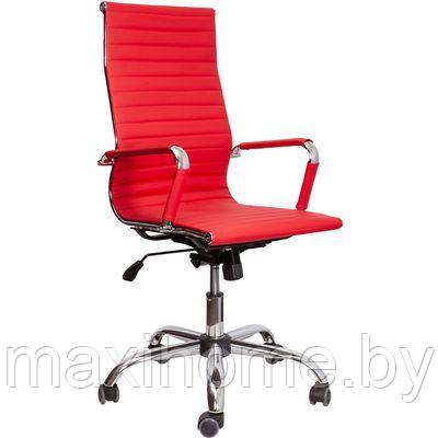 Кресло поворотное ELEGANCE NEW CHROME экокожа Красный - фото 1 - id-p109386485