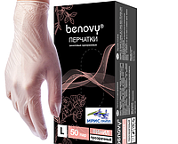 Перчатки BENOVY виниловые, неопудренные, прозрачные 100 шт/уп. 3,5г. р-р:S,M,L,XL.