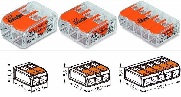 Клемма WAGO клемма монтажная рядная универсальная без пасты на 3 проводника 0,08-2,5(4)мм2 (Германия) - фото 3 - id-p34178189