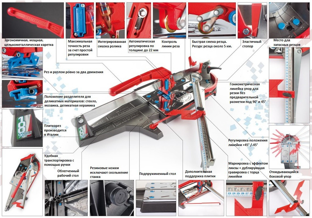 Плиткорез MASTERPIUMA 125P3 /1250 мм, 22 мм, 880х880мм, рез "от себя"/ MONTOLIT - фото 4 - id-p109388537