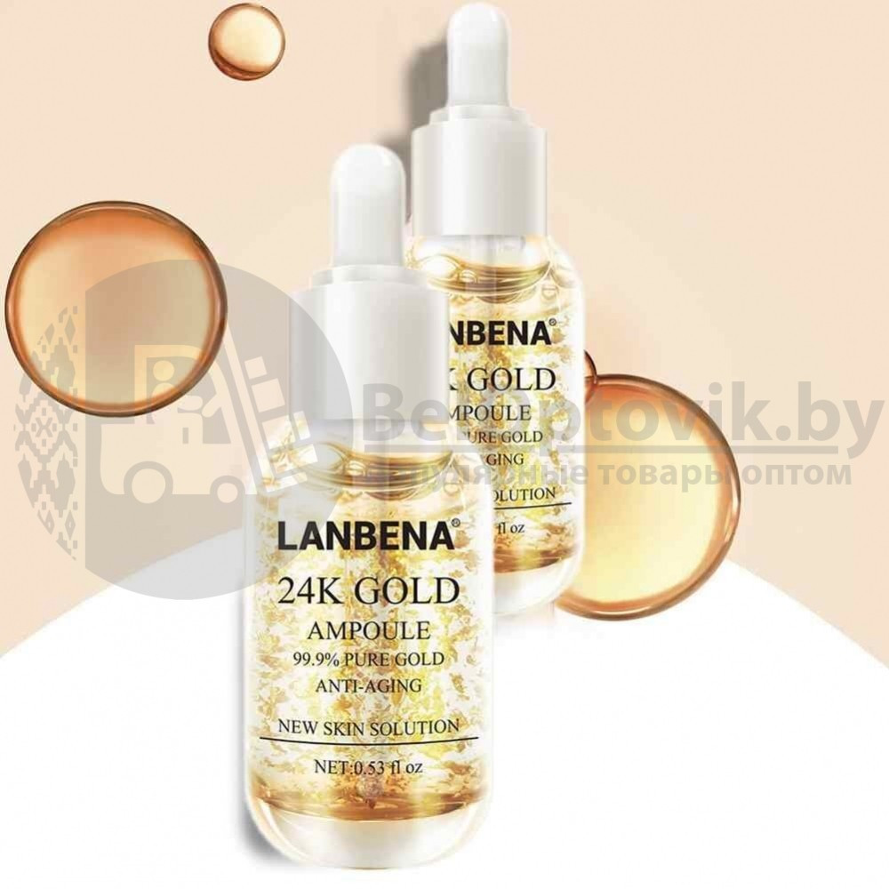 Уценка Сыворотка для лица Lanbena peptides serum 24K Gold увлажнение, предотвращение морщин, 6ml - фото 2 - id-p109388859