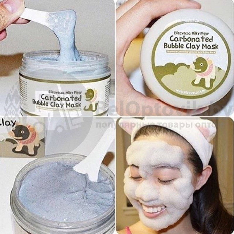 ЕЛЗ Milky Piggy Маска для лица глиняно-пузырьковая Carbonated Bubble Clay Mask с эффектом очистки пор, 100ml - фото 4 - id-p109388873