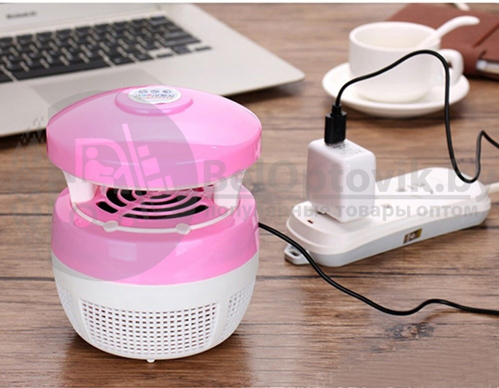 Москитная лампа от комаров со встроенным вентилятором / фотокатализом USB, розовая - фото 3 - id-p109389466