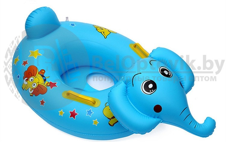 Надувной детский круг с сидением, спинкой и ручками, в ассортименте (5 видов) Baby Boat Голубой слоник 50,0 х - фото 3 - id-p109389555