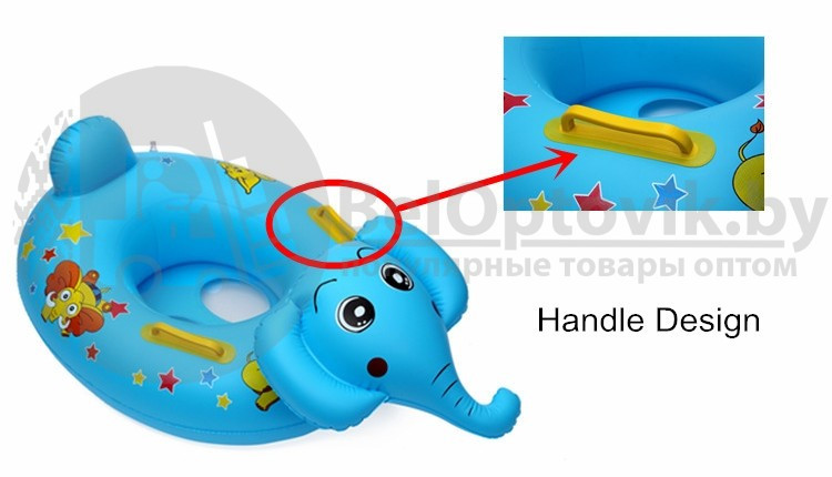 Надувной детский круг с сидением, спинкой и ручками, в ассортименте (5 видов) Baby Boat Голубой слоник 50,0 х - фото 7 - id-p109389555