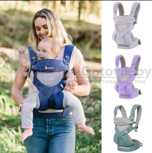 Рюкзак-кенгуру Ergo Baby 360 Baby Carrier Темно серый с серыми вставками - фото 8 - id-p109389670