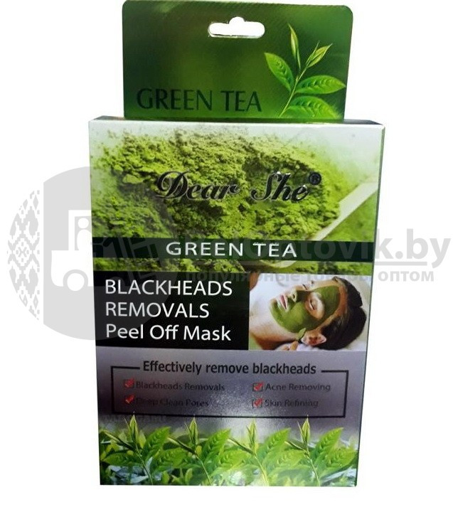 Маска для лица с экстрактом зелёного чая Dear she GREEN TEA BLACKHEADS REMOVALS, 20гр - фото 2 - id-p109390054