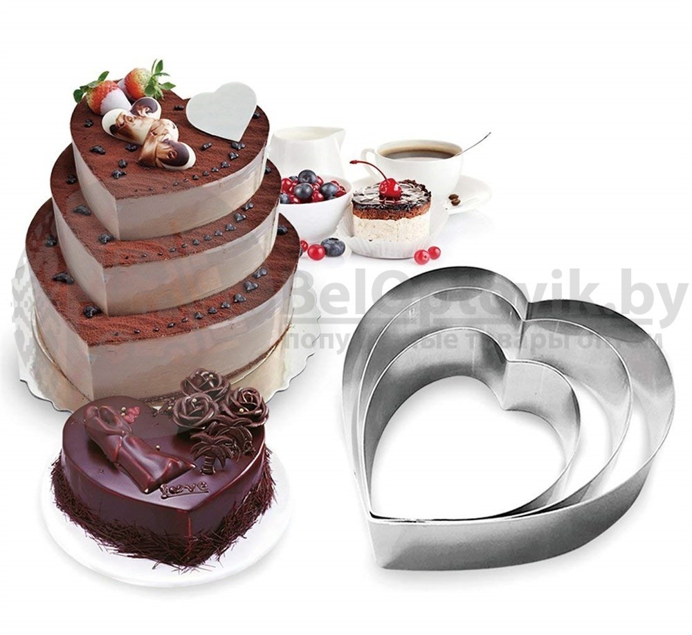 Кольца для торта из нержавеющей стали Cake Baking Tool (3 шт) Сердце Love - фото 5 - id-p109390195