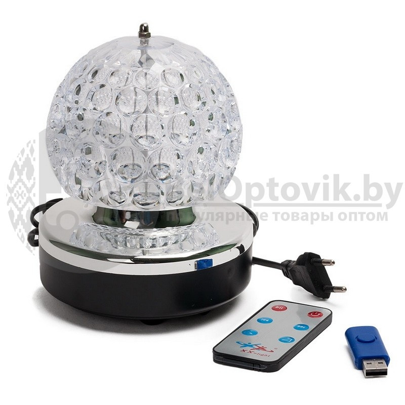 Диско шар музыкальный LED LIGHT с USB разъемом, пультом и флешкой - фото 6 - id-p109390261