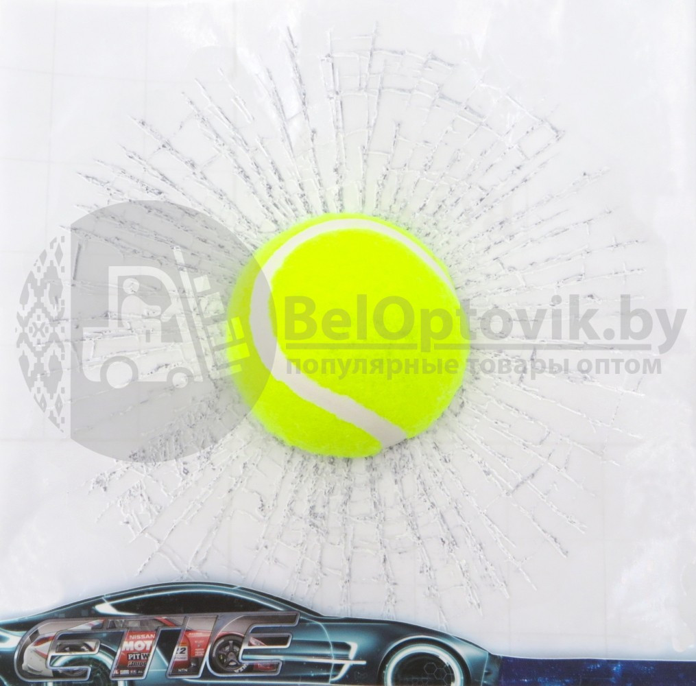 Разыграй друга Силиконовая 3D наклейка на автомобиль Разбитое стекло Теннисный мяч - фото 1 - id-p109393714