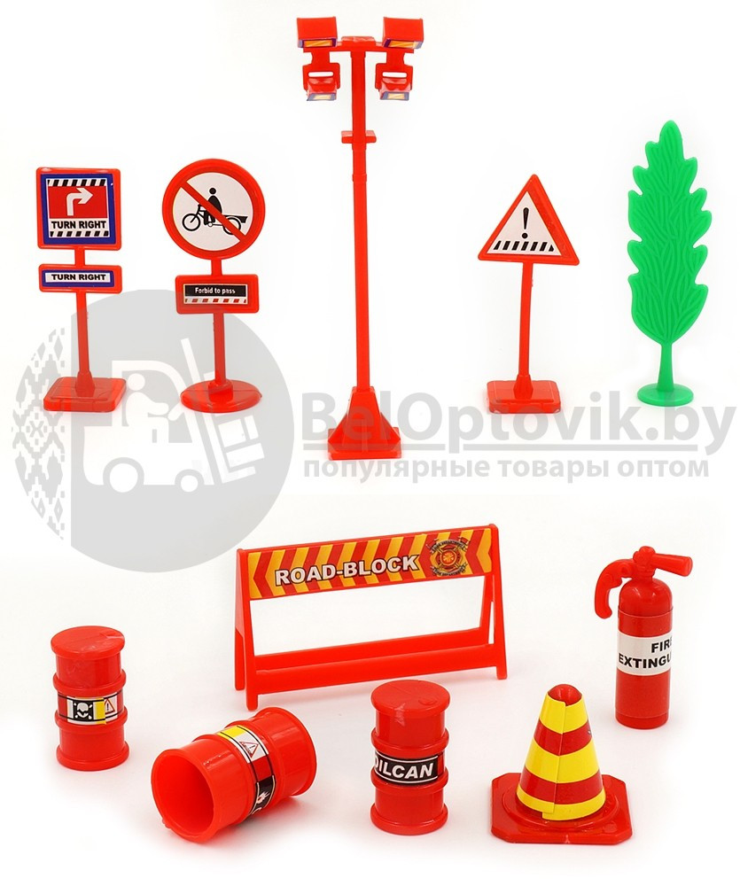 Игрушечный пожарный набор City Vehicle с дорожными знаками - фото 2 - id-p109394672