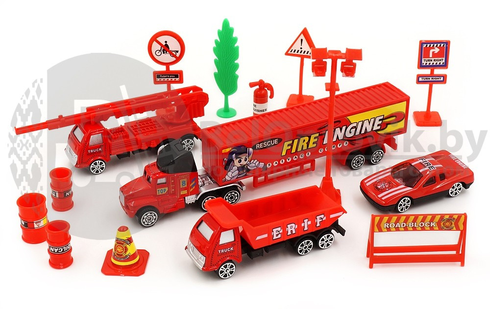 Игрушечный пожарный набор City Vehicle с дорожными знаками - фото 4 - id-p109394672