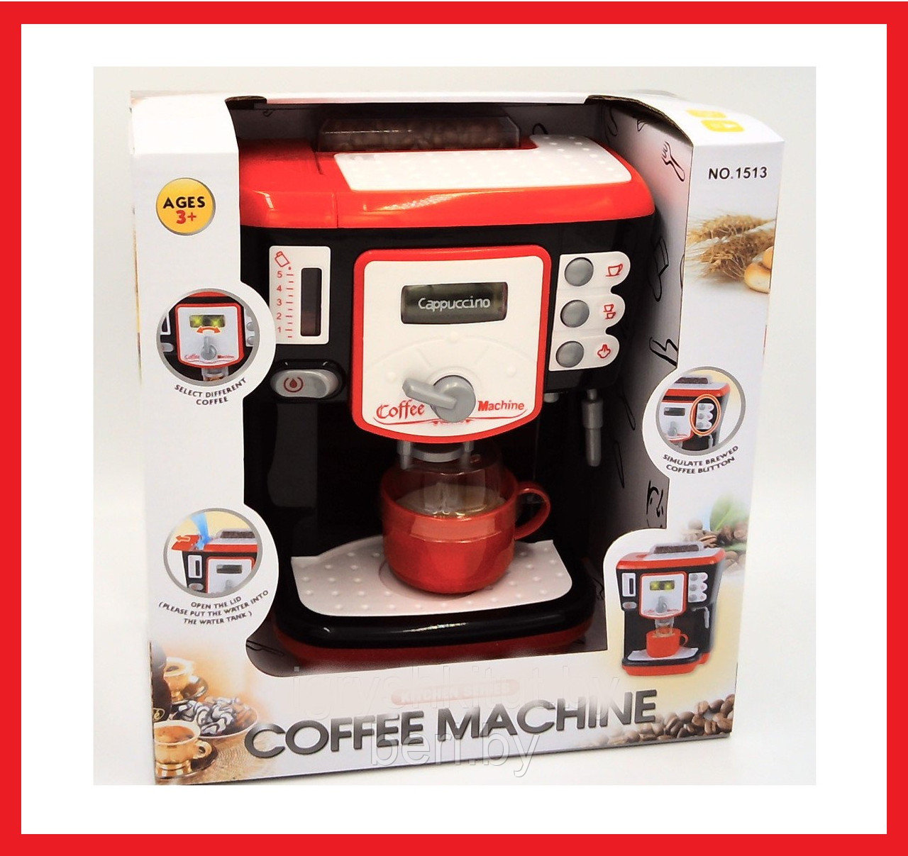 1513 Кофемашина, кофеварка детская Kitchen Series, работает от батареек, свет, звук - фото 1 - id-p109437289