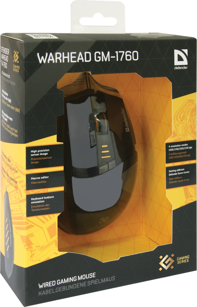 Проводная оптическая игровая мышь Defender Warhead GM-1760 оптика,8 кнопок,1000-2500 dpi - фото 4 - id-p109437408
