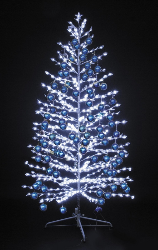 LED-Ель белая, 180см,600 светодиодов, с синими шариками - фото 1 - id-p109444197