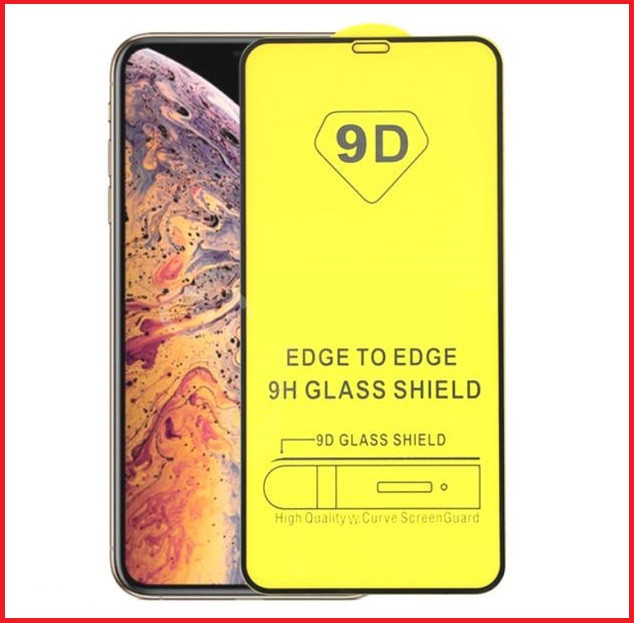 Защитное стекло 9d для Apple Iphone Xs Max черный (полная проклейка)