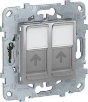 Розетка компьютерная Schneider Electric Unica New NU542030 (2xRJ45, cat.5e, UTP, алюминий)