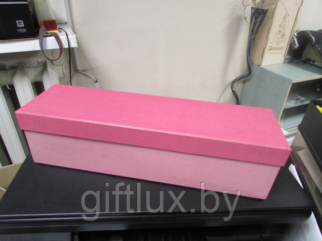 Коробка подарочная  "Однотон" 9*9*33 см (под бутылку) розовый, фото 2