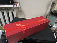 Коробка подарочная с бантом "Однотон" 9*9*33 см (под бутылку) красный