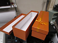 Коробка подарочная с бантом "Однотон" 9*9*33 см (под бутылку) оранжевый