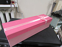 Коробка подарочная с бантом "Однотон" 9*9*33 см (под бутылку) розовый