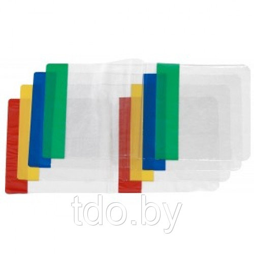 Обложка для учебников универсальная ПВХ прозрачная с цветным клапаном (230*465) - фото 2 - id-p107242110