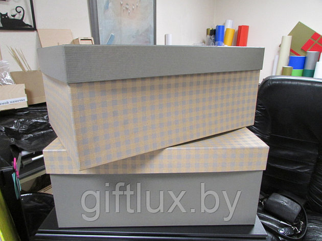 Коробка подарочная "Клетка" 35*24*15см серый, фото 2