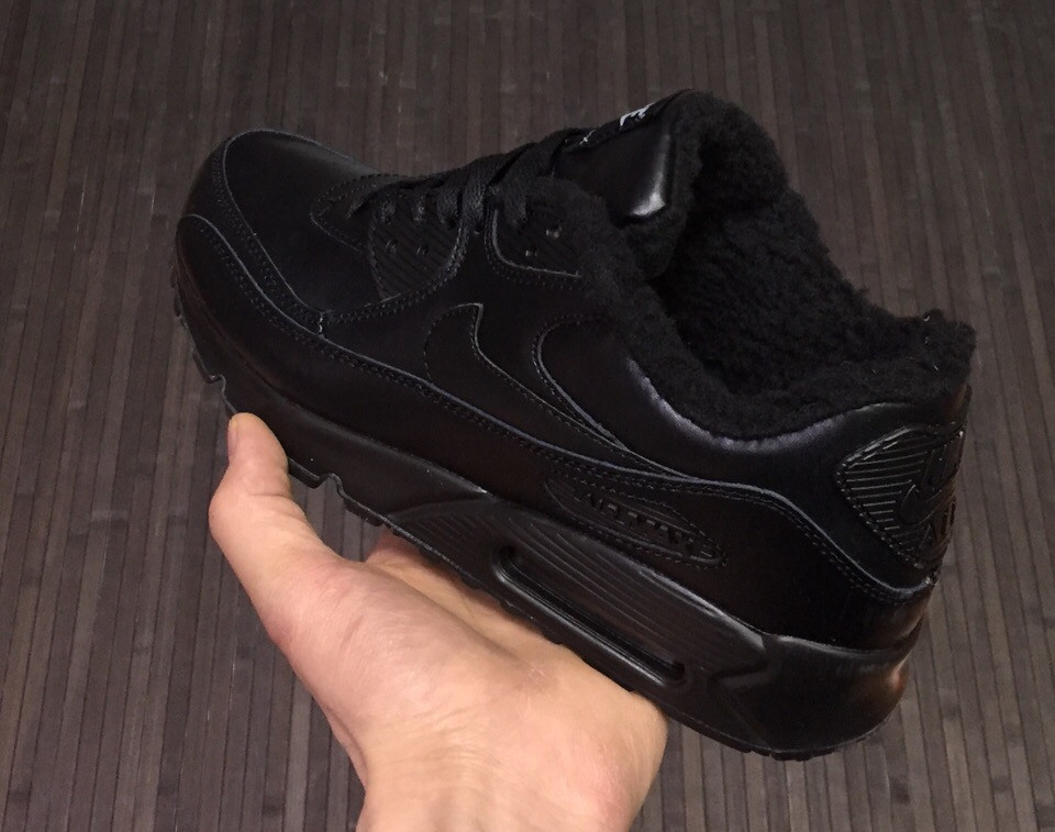 Кроссовки Wmns Nike Air Max 90 Black с мехом - фото 2 - id-p24898455