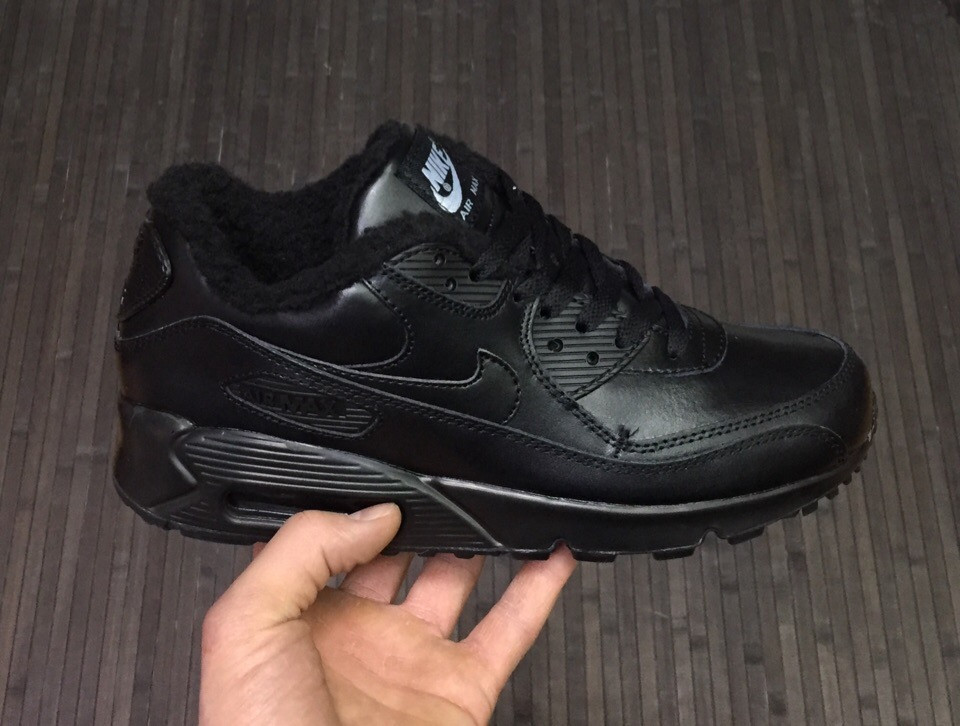 Кроссовки Wmns Nike Air Max 90 Black с мехом - фото 1 - id-p24898455