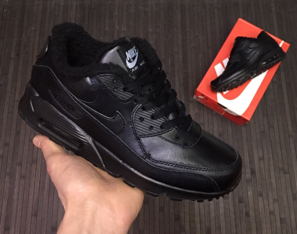 Кроссовки Wmns Nike Air Max 90 Black с мехом - фото 3 - id-p24898455